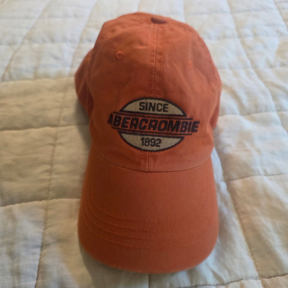 Abercrombie Baseball Cap Mens Large Orange Vintage 1892 Heritage Logo Dad Hat